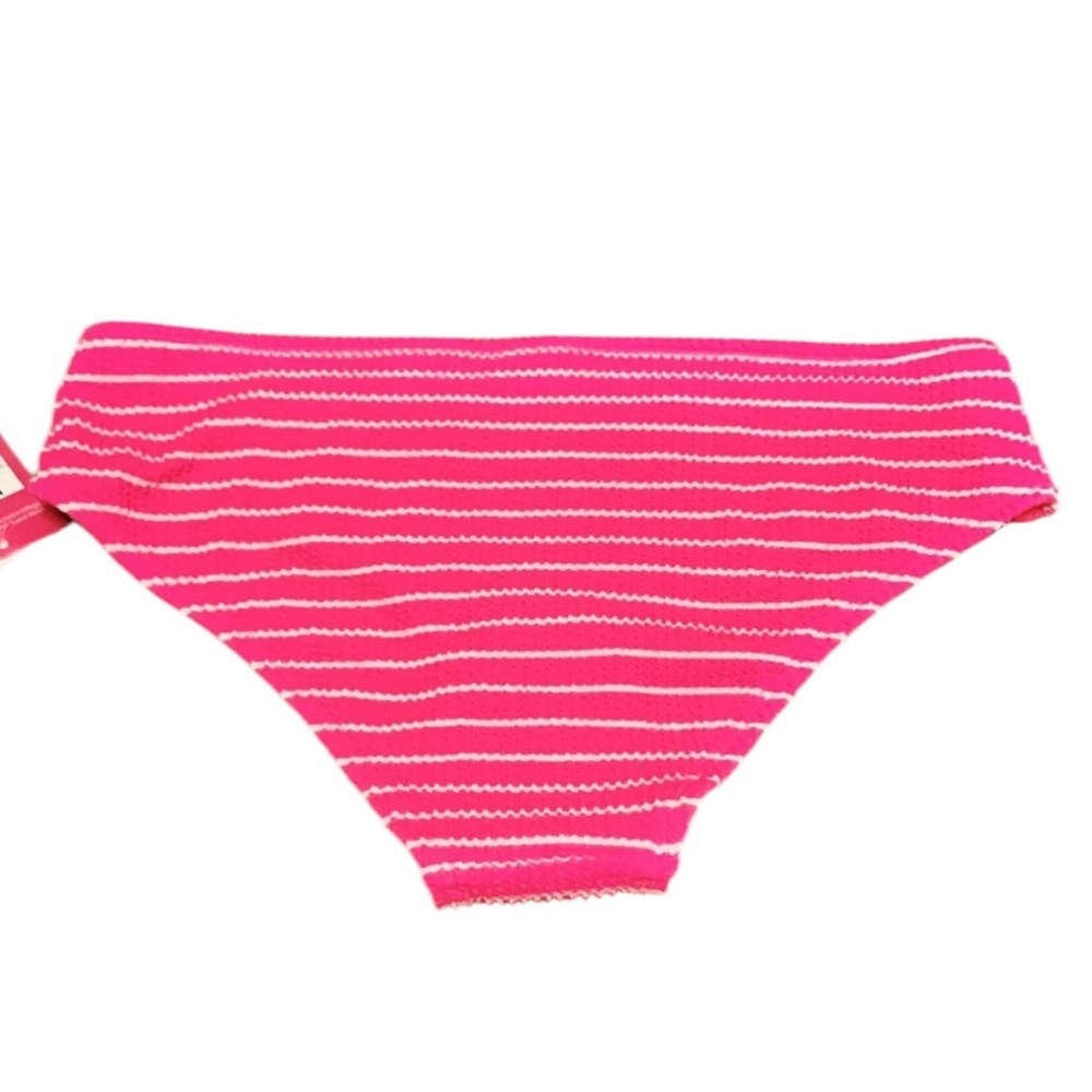 NWT Xhilaration Hot Pink and White Striped Textured Hipster Cheeky Bikini Bottom - Picture 7 of 14